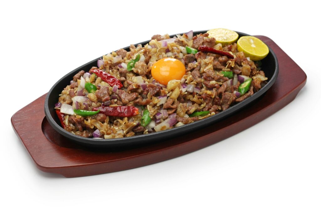 sizzling pork sisig, filipino cuisine